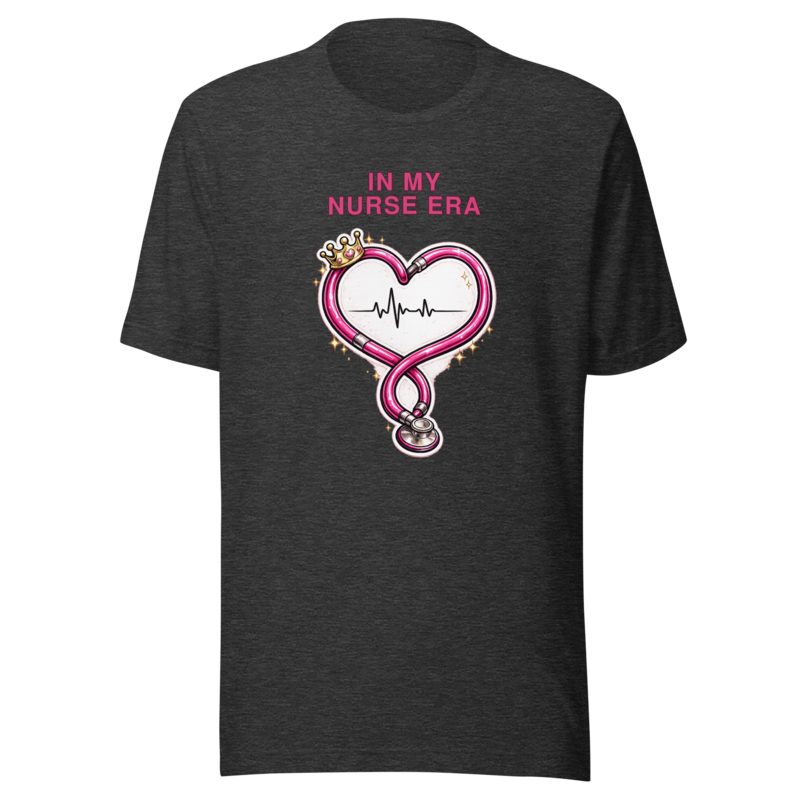 In My Nurse Era Tee - Pink Edition - Dark Grey Heather