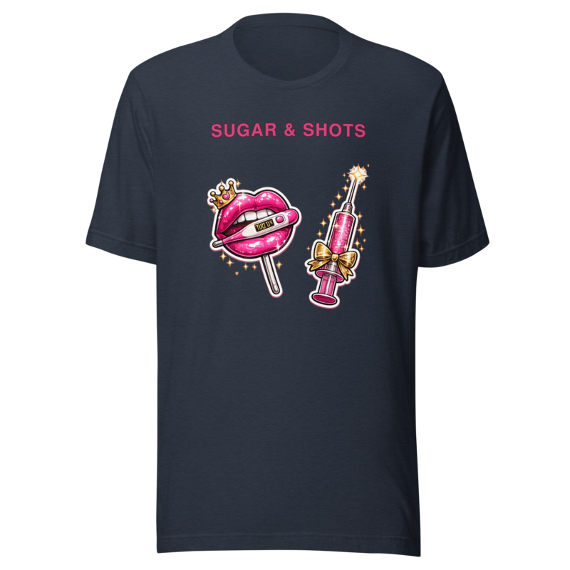 Sugar & Shots Tee - Heather Navy