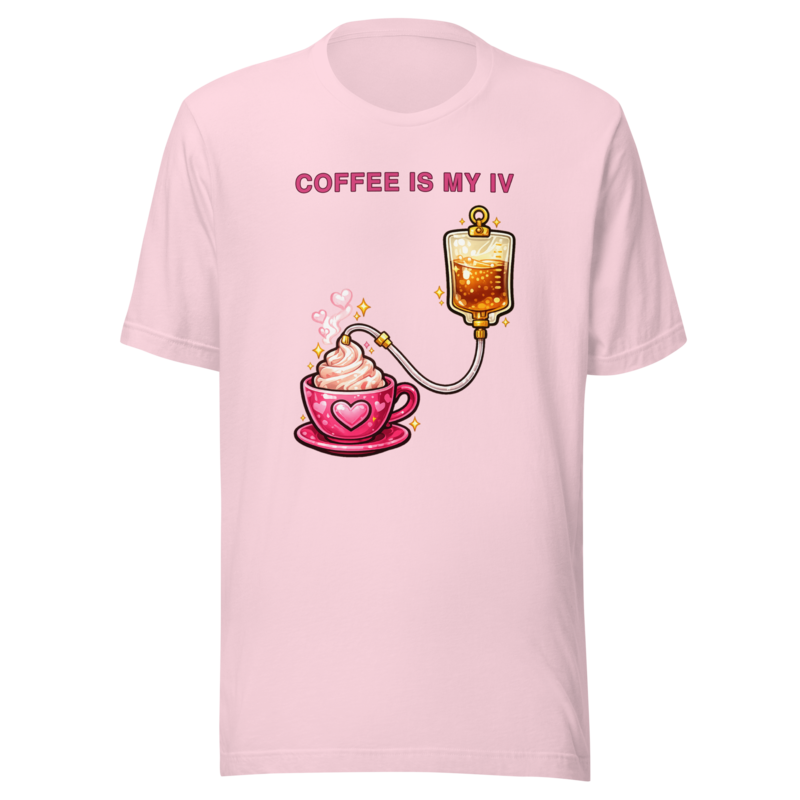 Coffee Is My IV Tee - Soft Pink