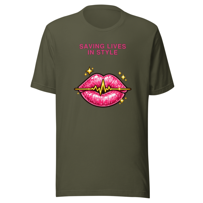 Saving Lives In Style Tee - Military Green