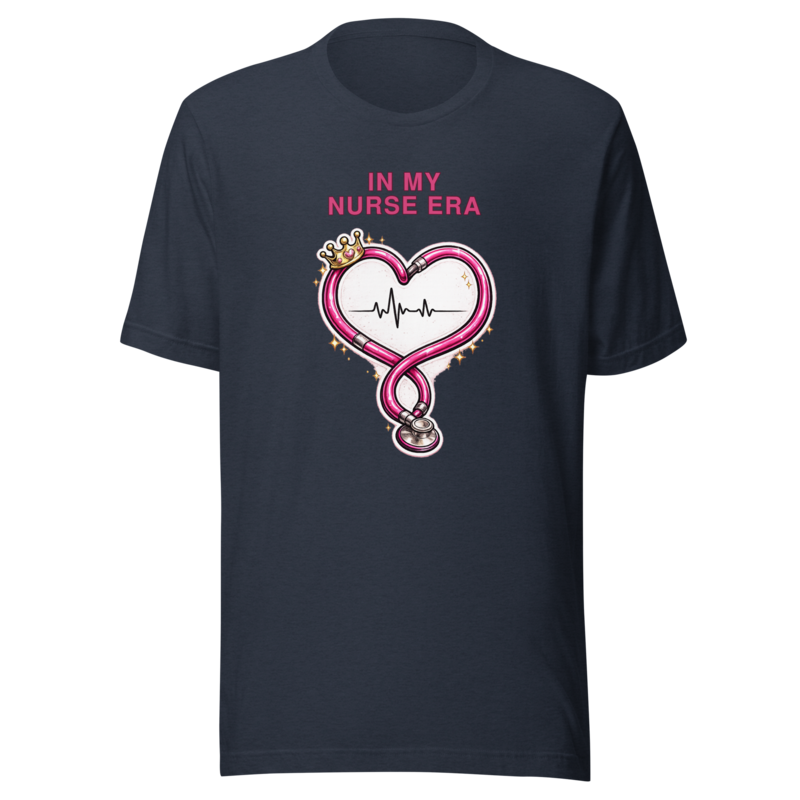 In My Nurse Era Tee - Pink Edition - Heather Navy