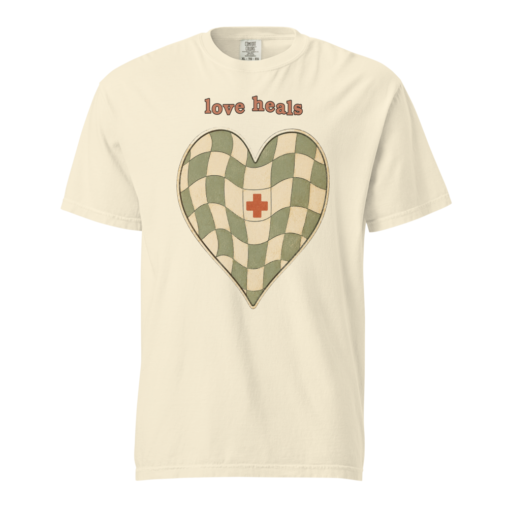 NRS GRV 06 love heals unisex garment dyed heavyweight t shirt ivory front 6a6a8e3502e34