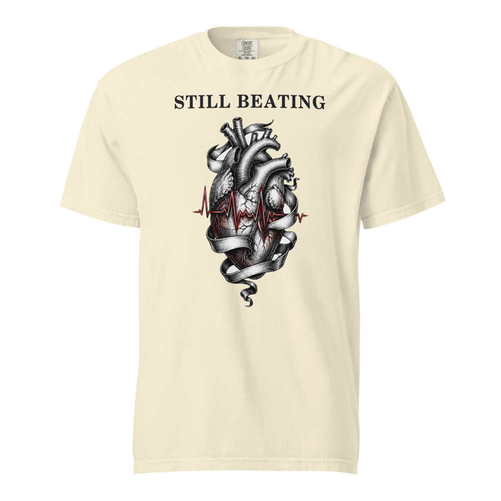 NRS INK 02 still beating unisex garment dyed heavyweight t shirt ivory front 6a6a9036048f2