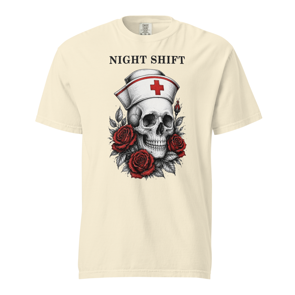 NRS INK 05 night shift unisex garment dyed heavyweight t shirt ivory front 6a6a90cbc2861