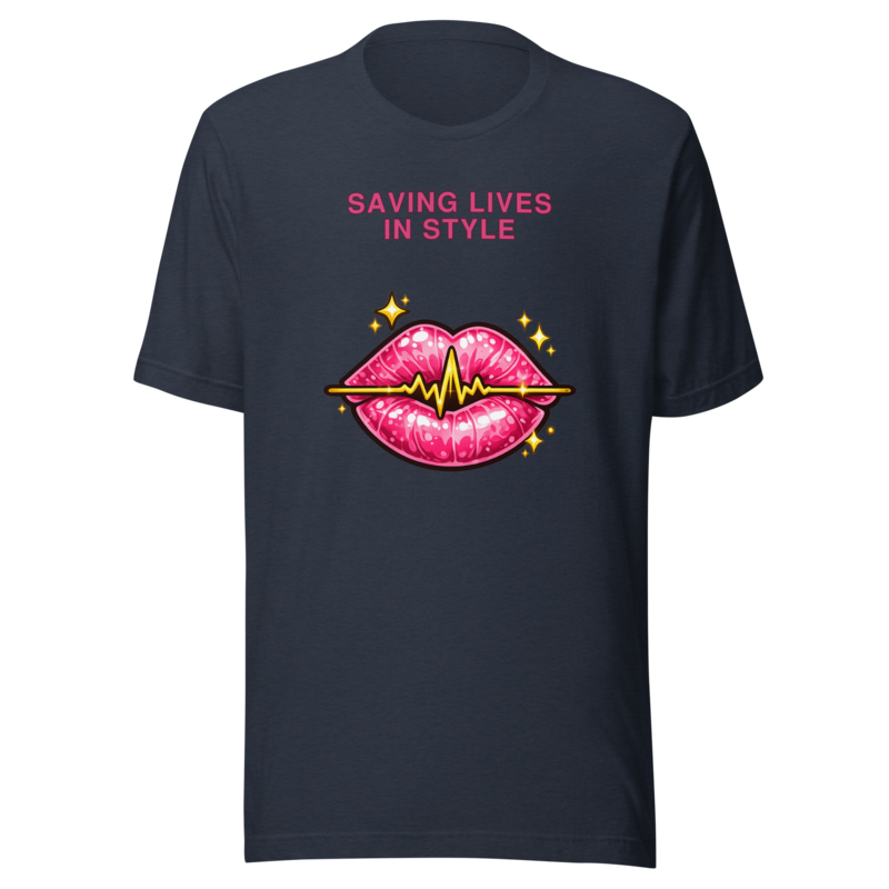 Saving Lives In Style Tee - Heather Navy