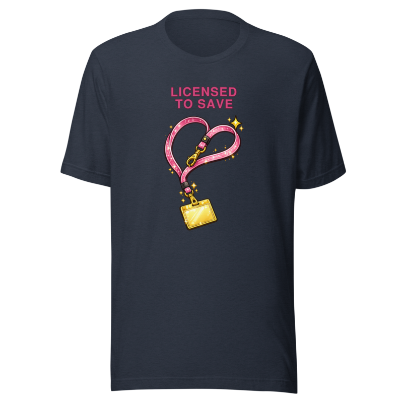 Licensed To Save Tee - Heather Navy