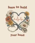 Here To Hold Your Hand nurse tee on cream