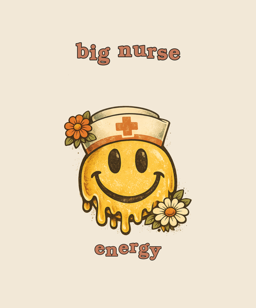 Big Nurse Energy nurse tee on cream