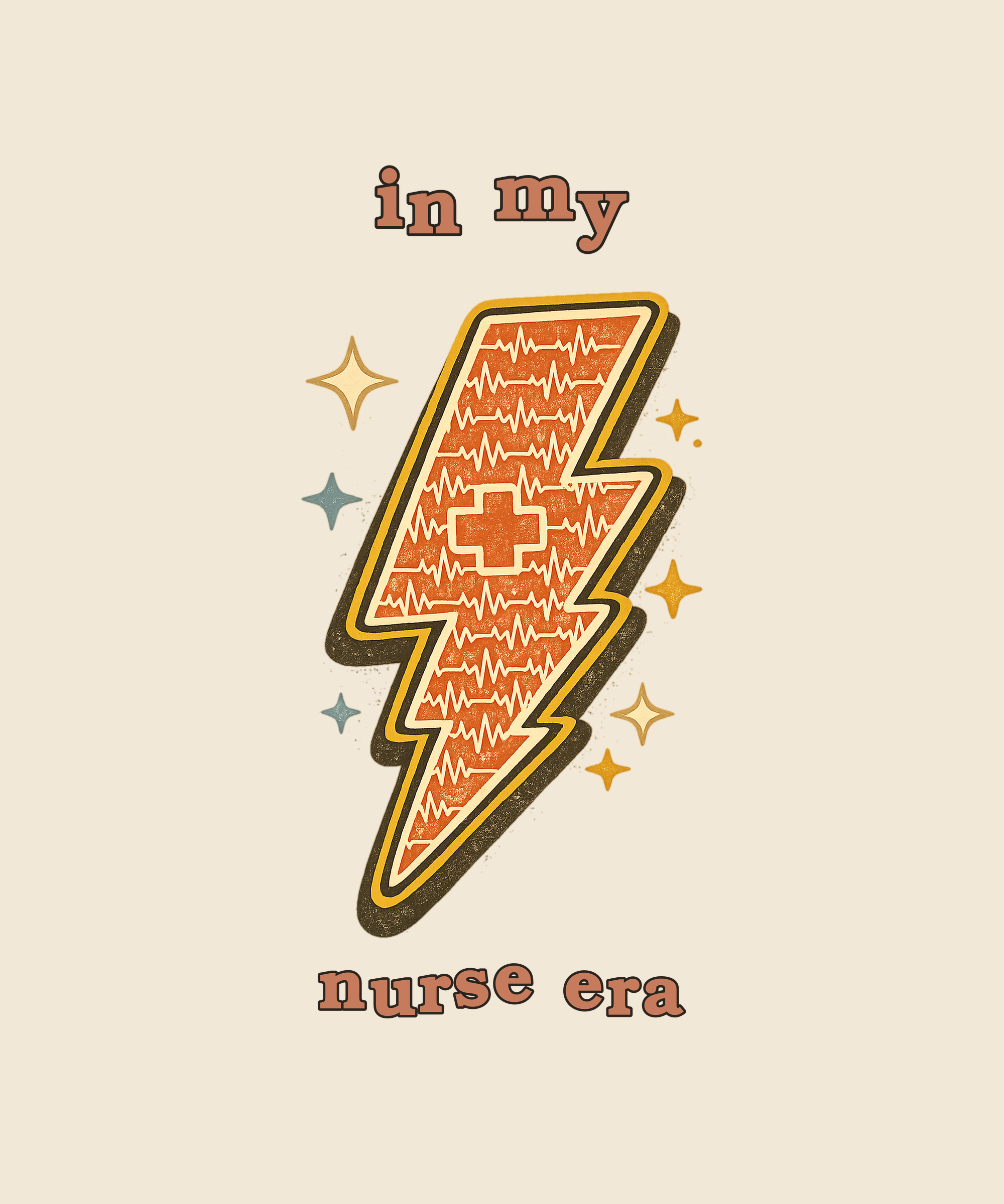 In My Nurse Era lightning bolt tee on cream