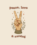 Peace Love and Nursing peace hand tee on cream