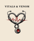 Vitals and Venom snake stethoscope tee on cream