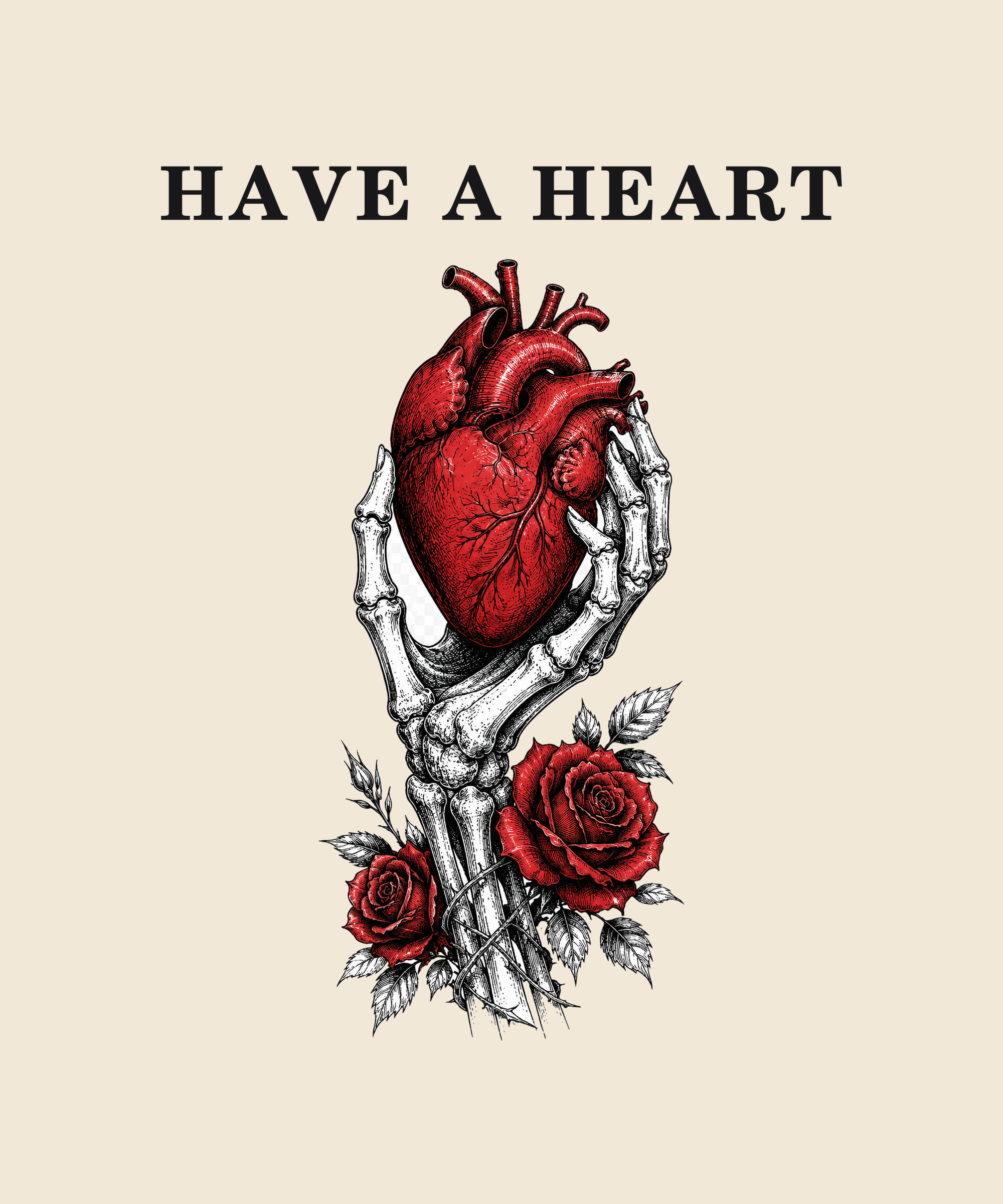 Have A Heart skeleton hand tee on cream