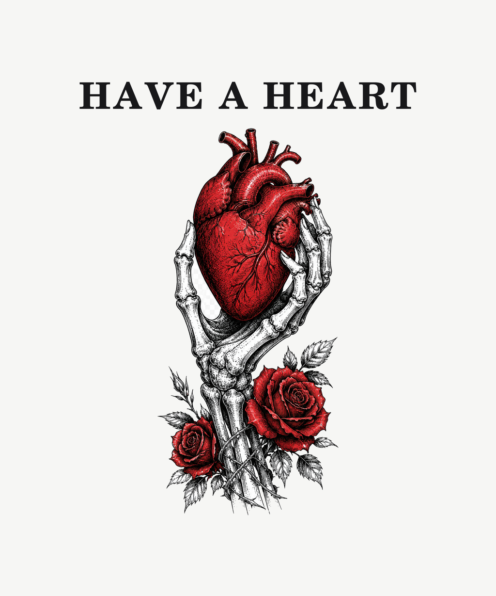 Have A Heart skeleton hand tee on white