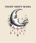 Night Shift Mama crescent moon tee on cream
