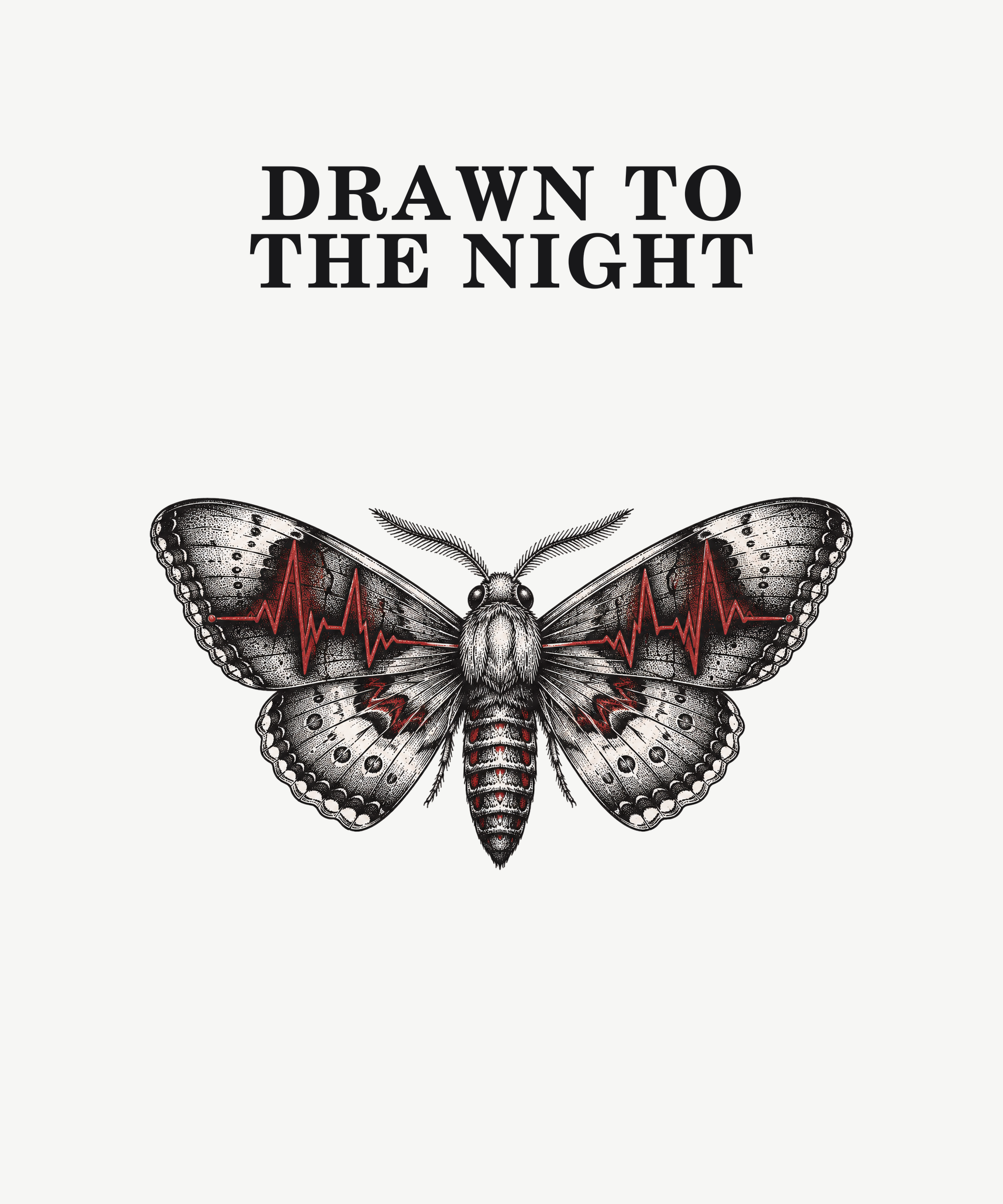 Drawn To The Night moth tee on white
