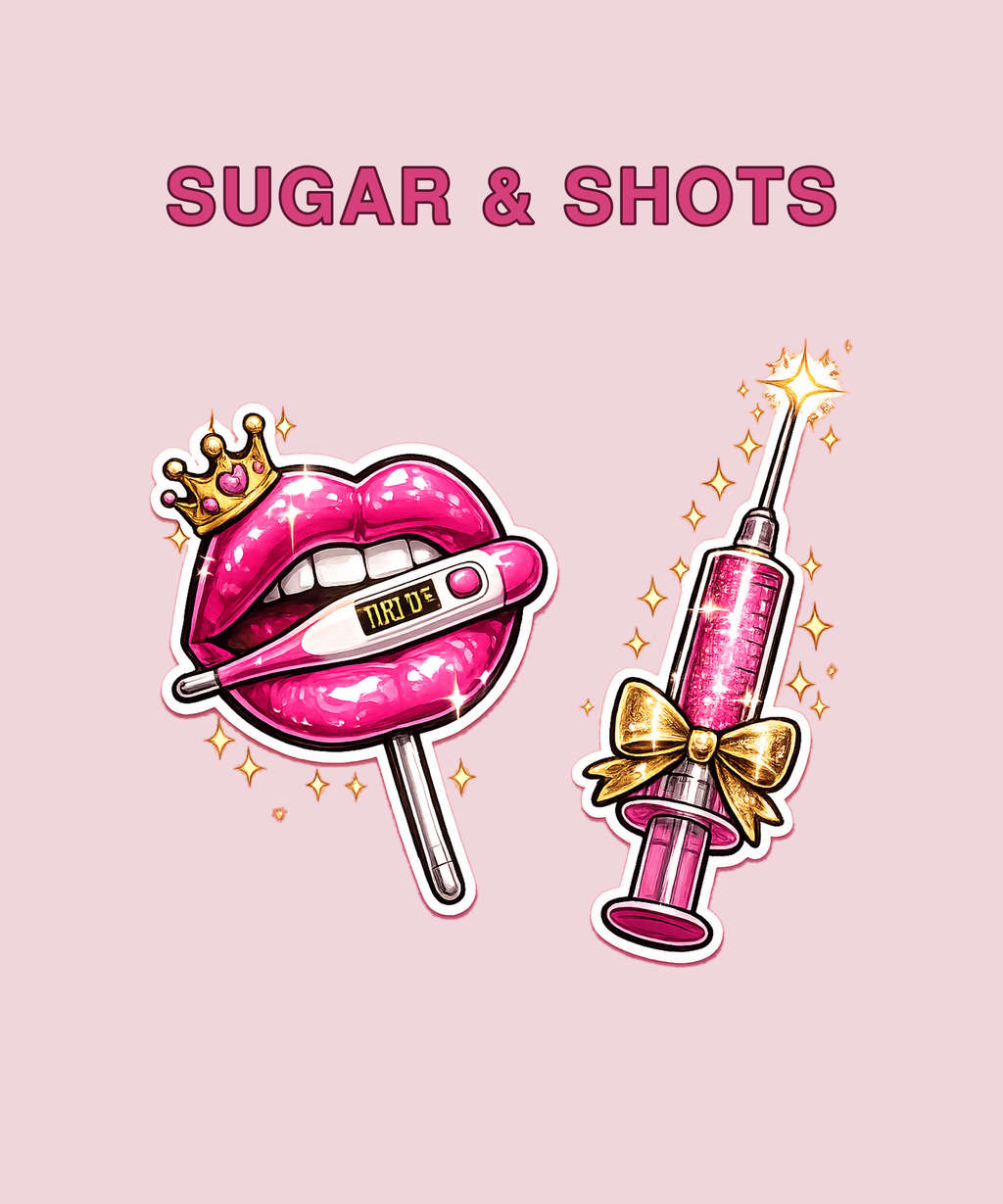 Sugar and Shots lips and lollipop tee on pink
