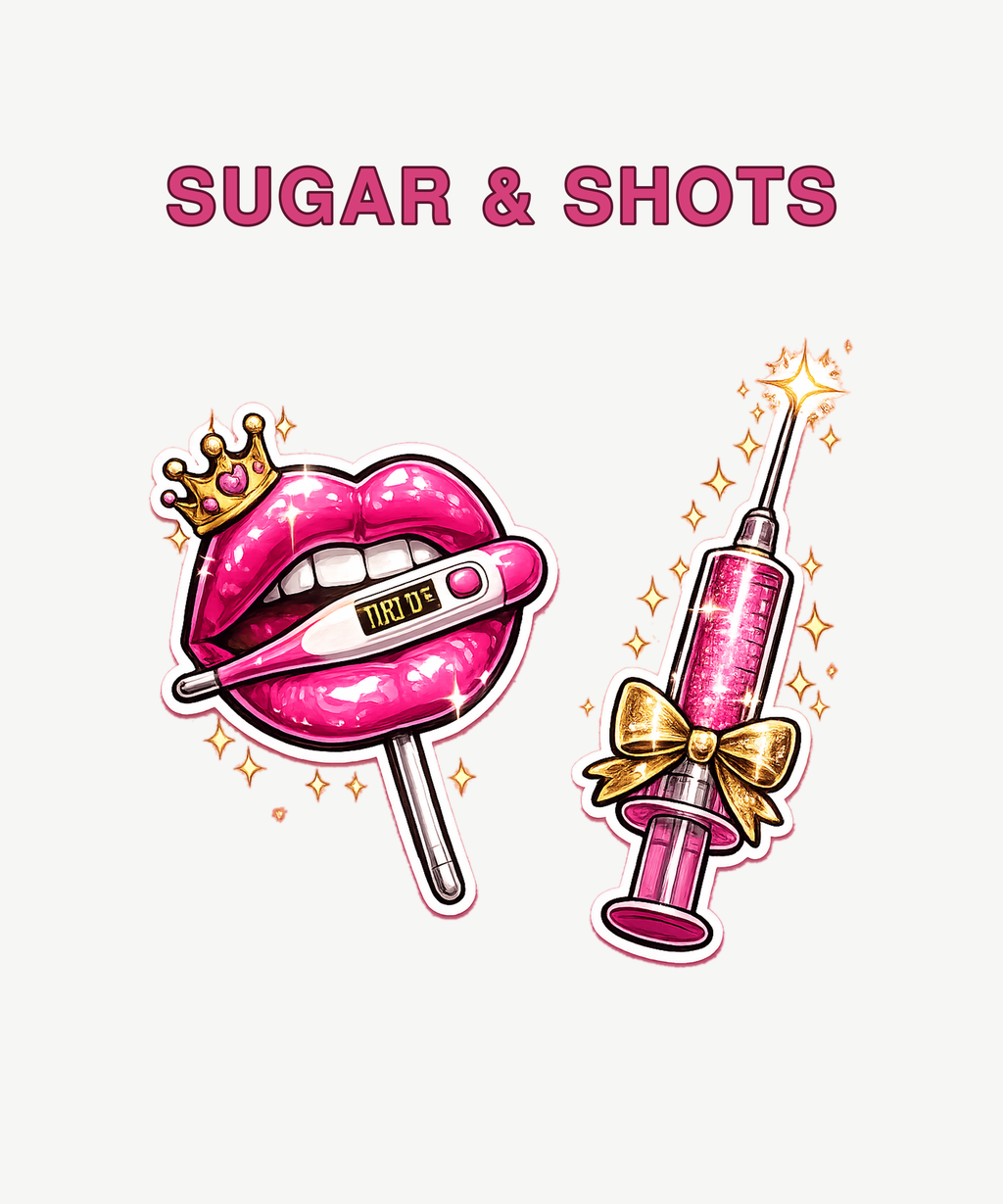 Sugar and Shots lips and lollipop tee on white