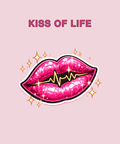 Kiss Of Life pink lips ECG tee on pink