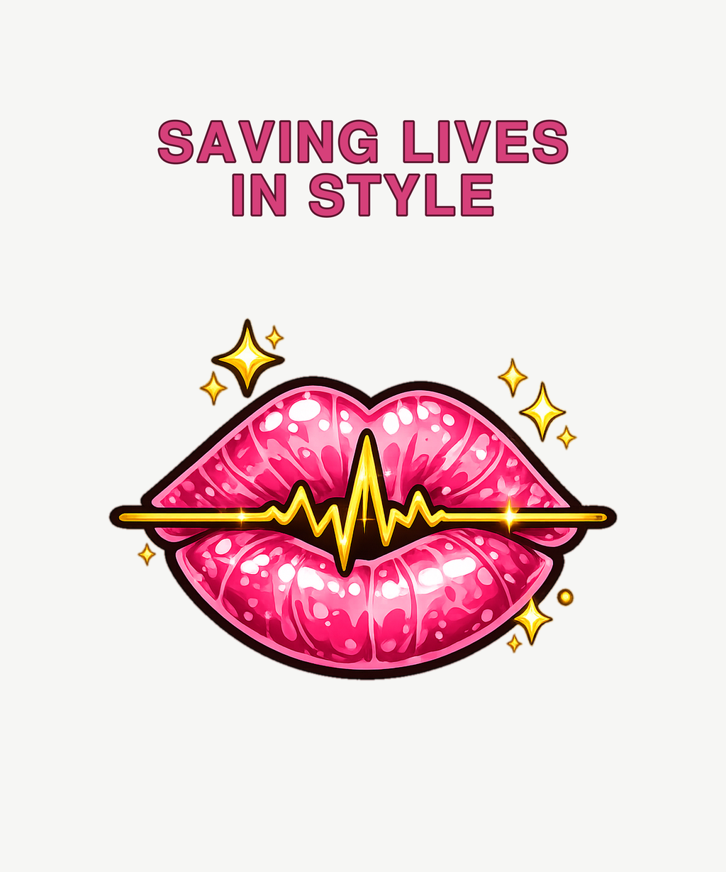 Saving Lives In Style glam lips tee on white