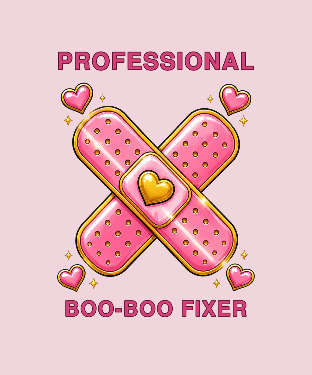 Professional Boo-Boo Fixer bandaids tee on pink