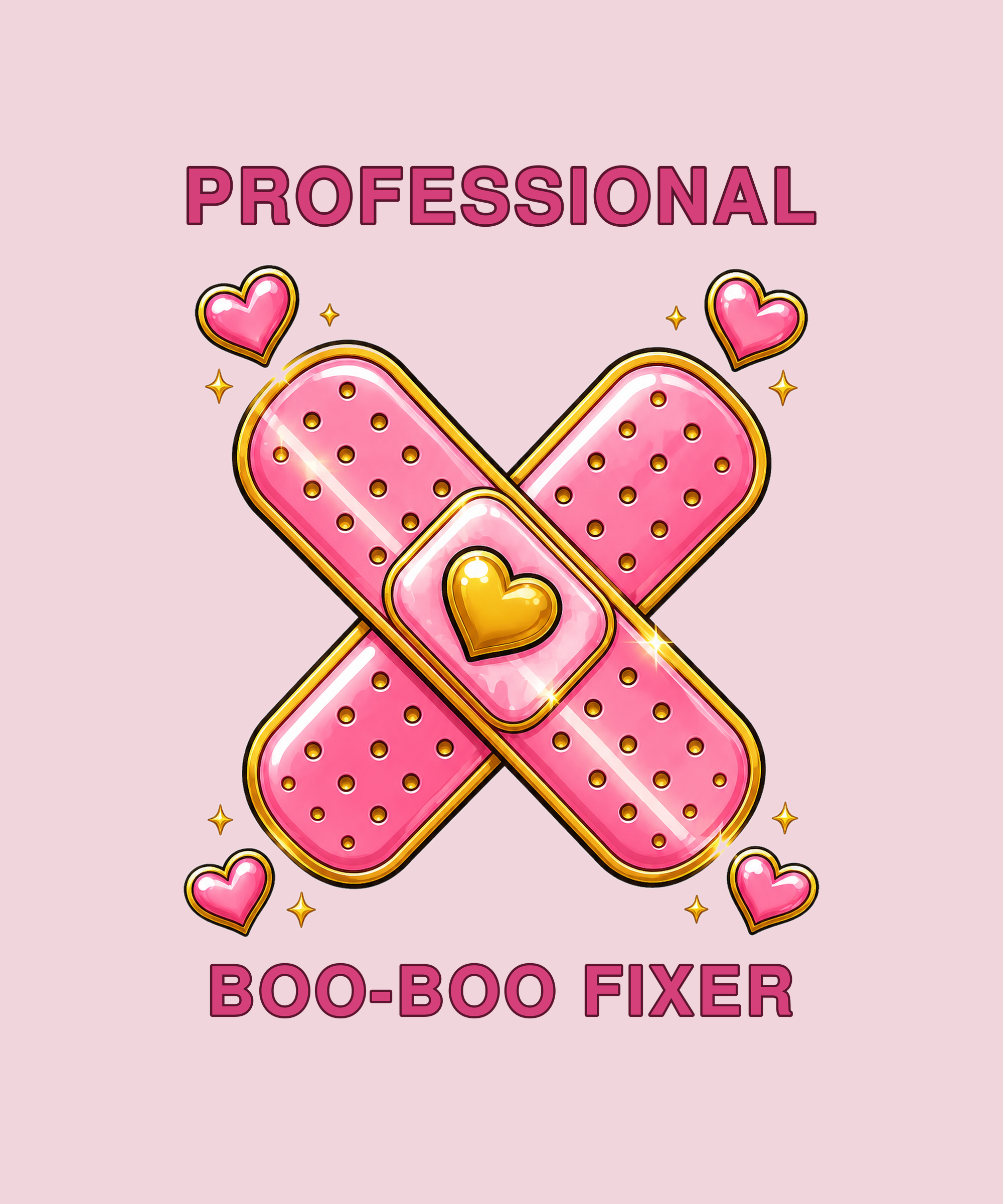 Professional Boo-Boo Fixer bandaids tee on pink