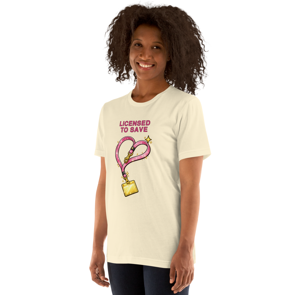 Licensed To Save Tee on Bella+Canvas 3001, Natural