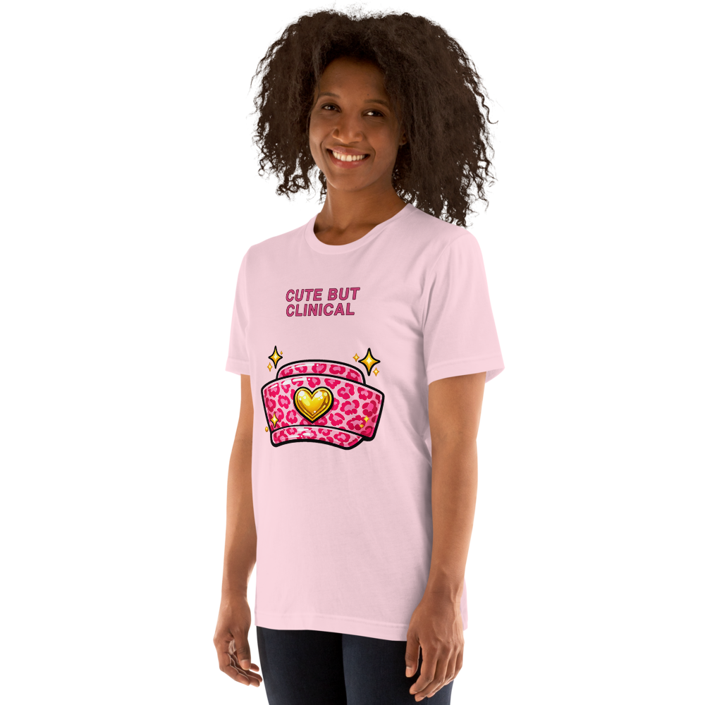 Cute But Clinical Tee on Bella+Canvas 3001, Soft Pink