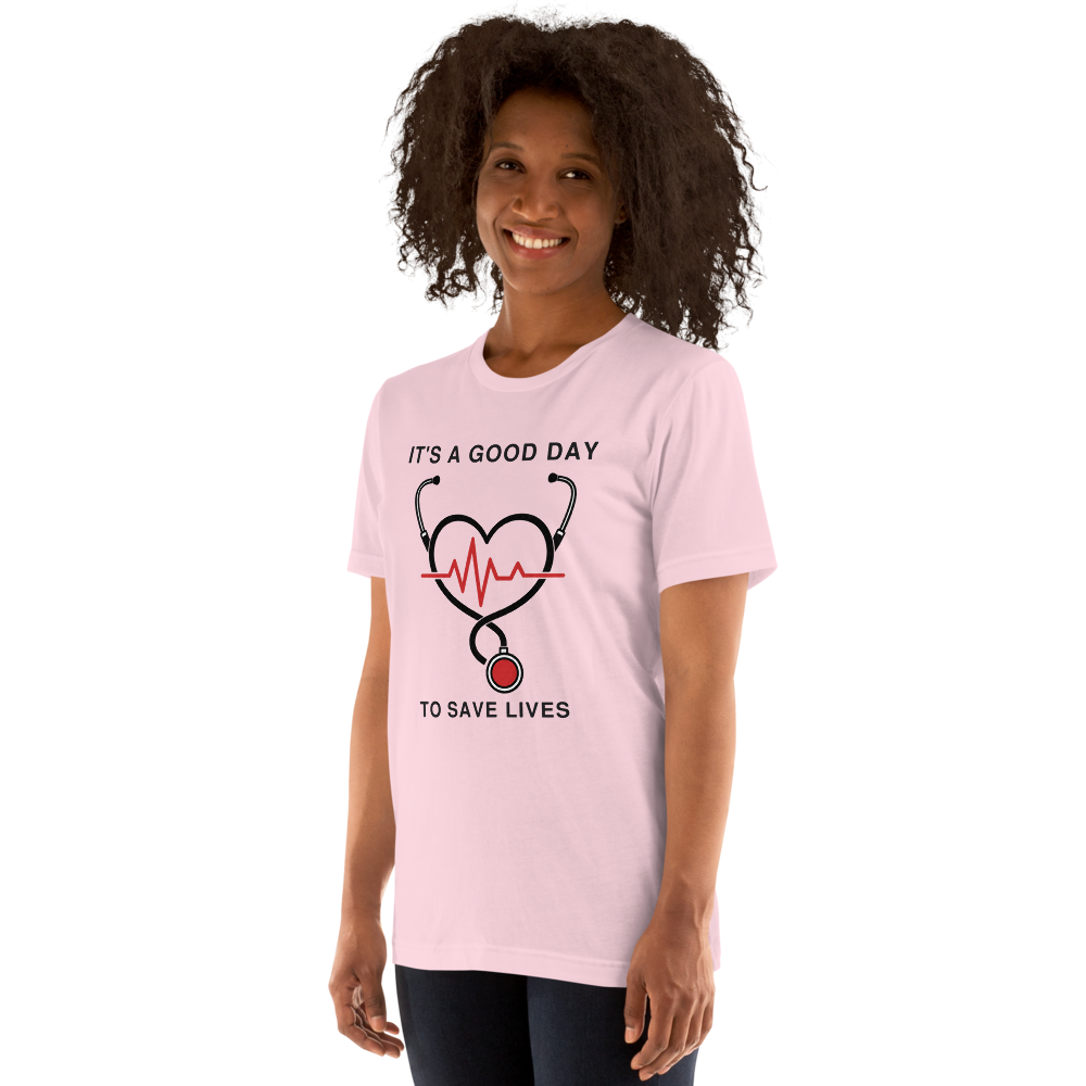 It's A Good Day To Save Lives Tee - Minimal on Bella+Canvas 3001, Soft Pink