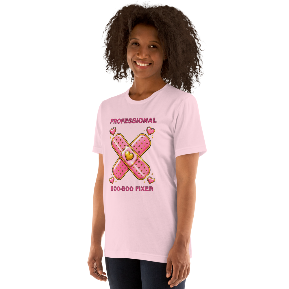 Professional Boo-Boo Fixer Tee on Bella+Canvas 3001, Soft Pink