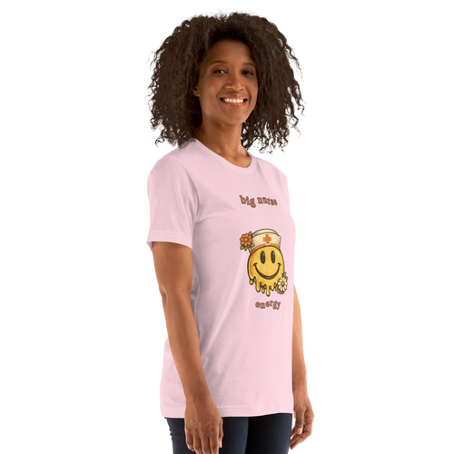 Big Nurse Energy Tee on Bella+Canvas 3001, Soft Pink